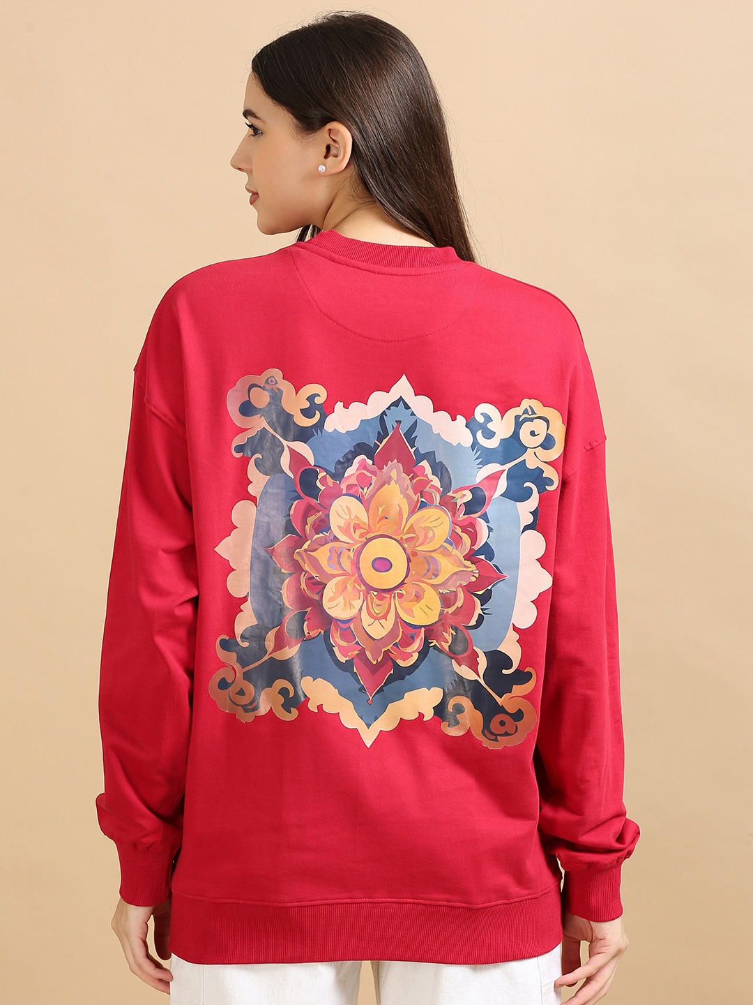 

SILISOUL Women Printed Sweatshirt, Red