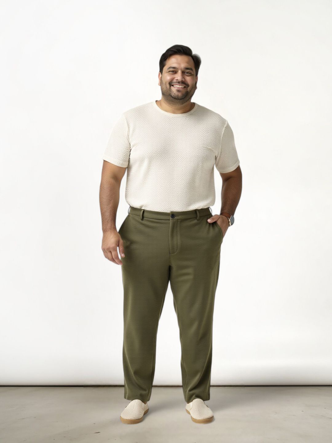 

The Pant Project Men Plus Size Comfort Slim Fit Wrinkle Free Trousers, Green