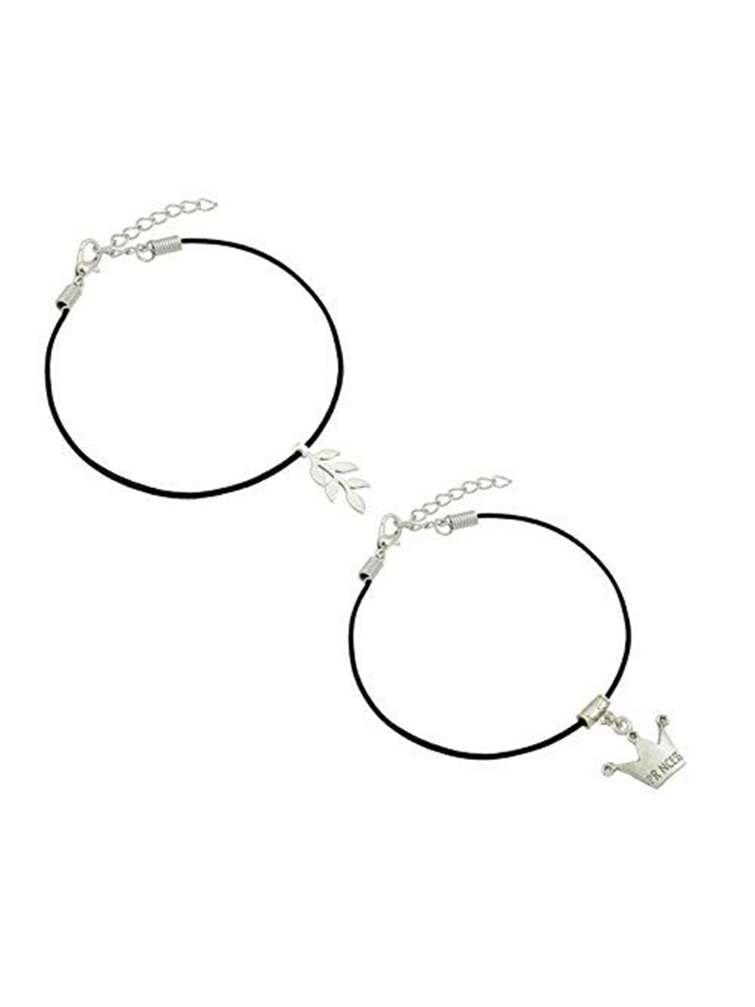 

HIGH TRENDZ Women Set of 2 Anklets, Black