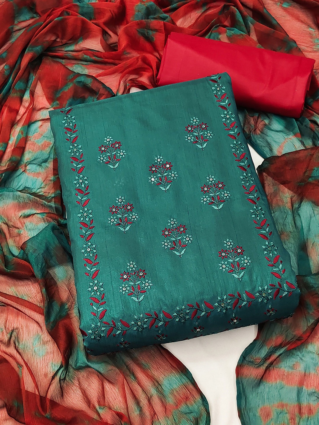 

Maroosh Embellished Unstitched Dress Material, Sea green