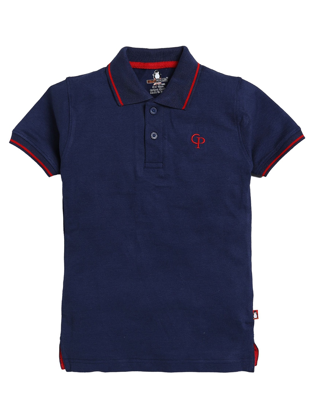 

CRAZYPENGUIN ELITE Boys Solid Polo Collar Cotton T-shirt, Navy blue