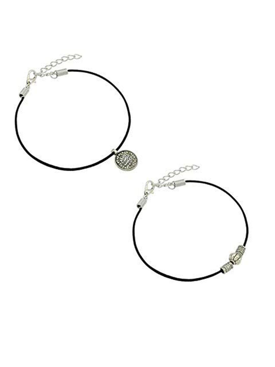 

HIGH TRENDZ Women Set of 2 Anklets, Black