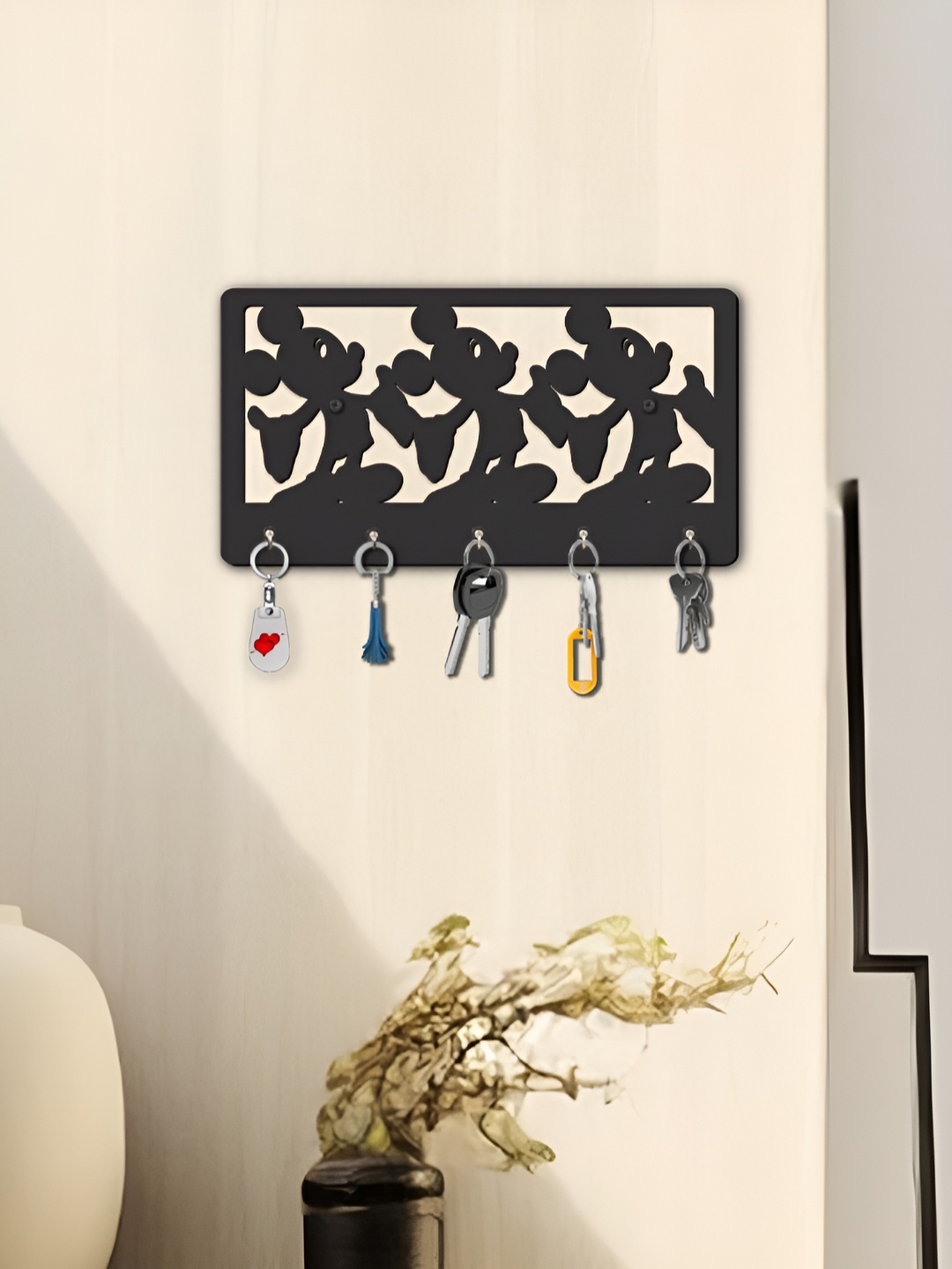 

OLIVE TREE Black 5 Hooks Wooden Key Holder
