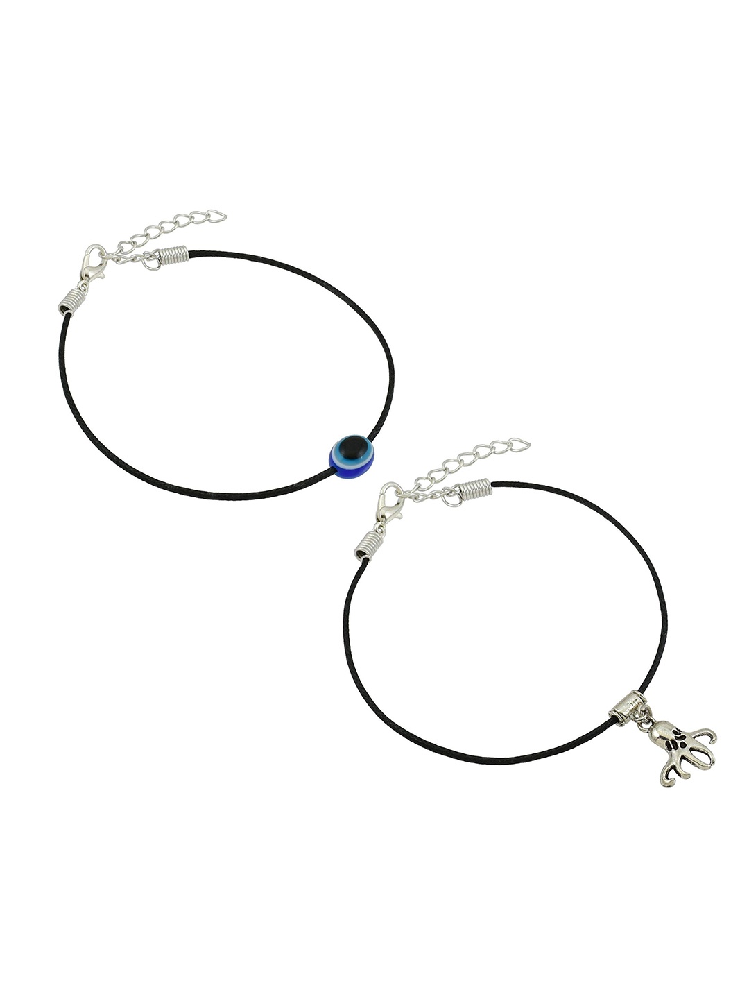 

HIGH TRENDZ Women Set of 2 Anklets, Black