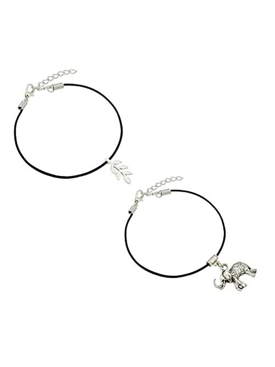 

HIGH TRENDZ Women Set of 2 Anklets, Black