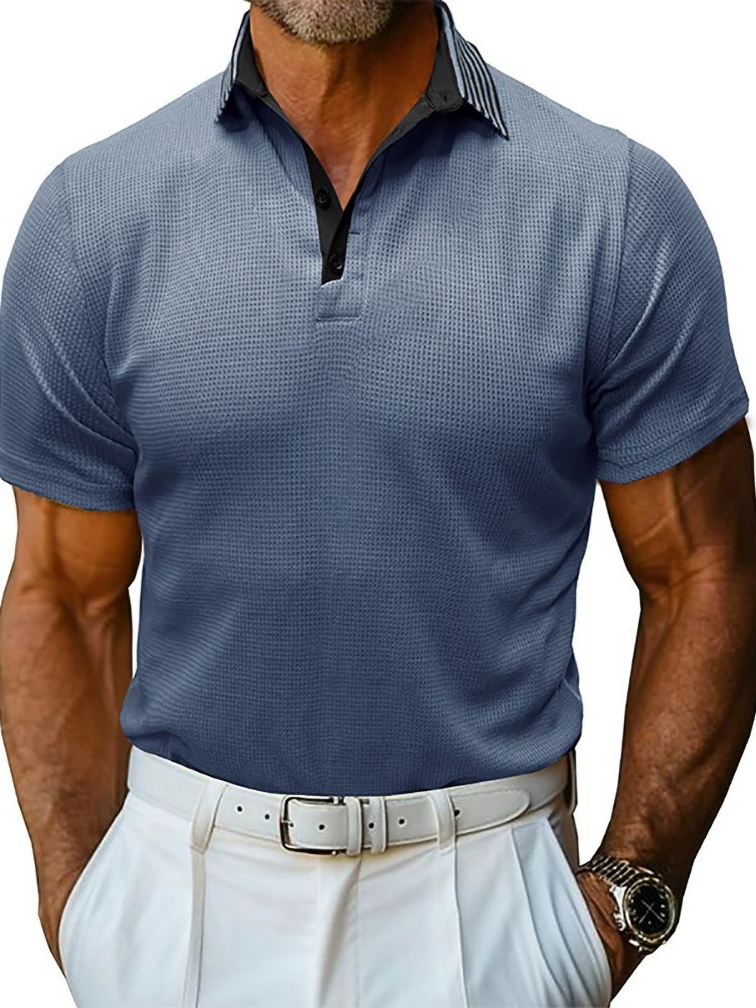 

StyleCast x Revolte Men Polo Collar T-shirt, Blue