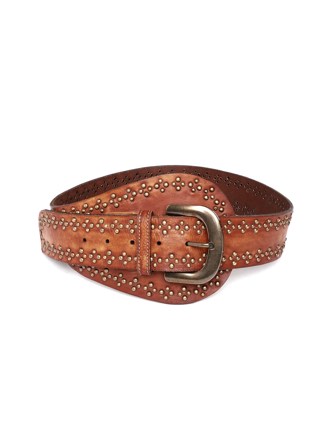 

ART N VINTAGE Women Embellished Leather Belt, Brown