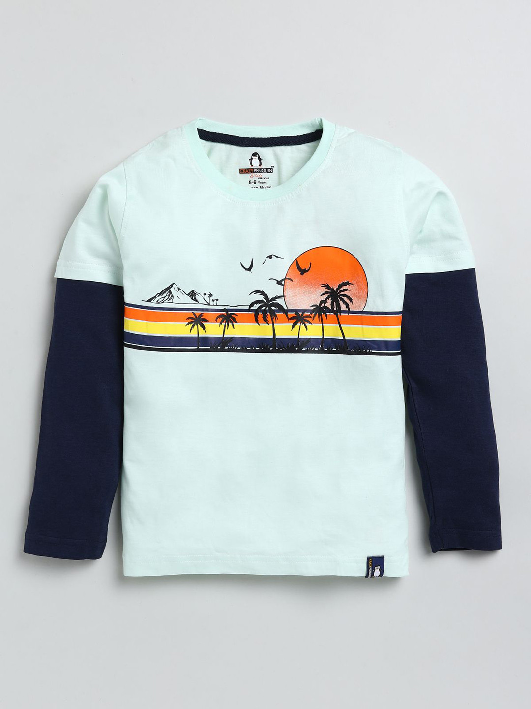 

CRAZYPENGUIN ELITE Boys Graphic Printed Cotton T-shirt, Turquoise blue