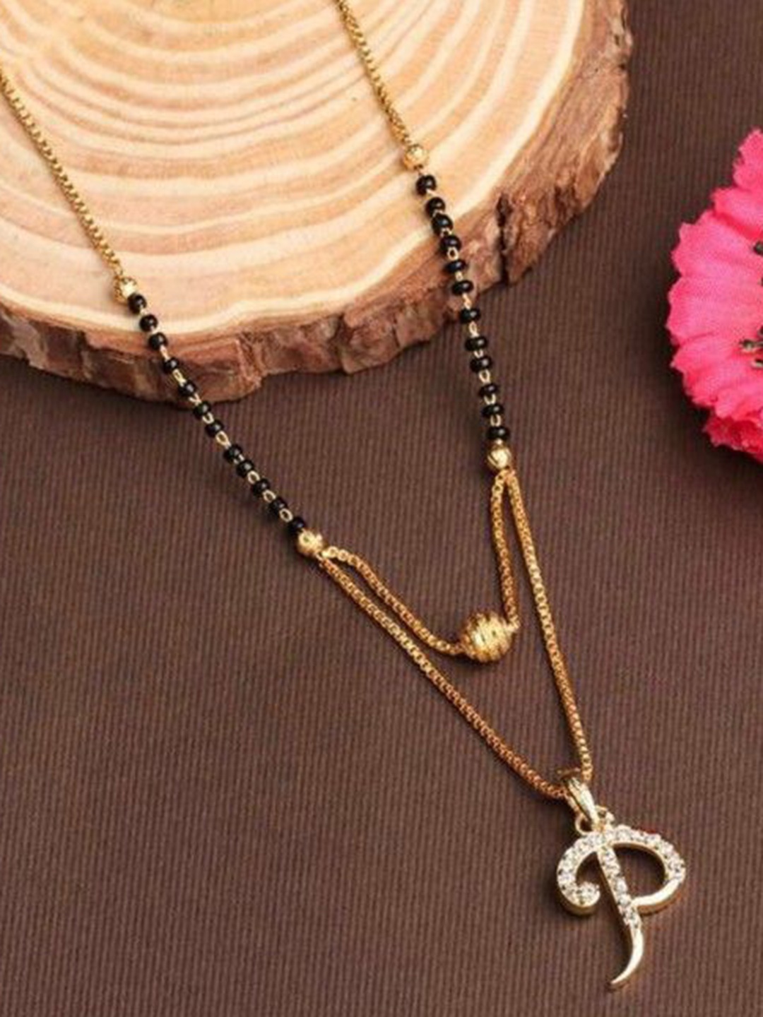 

Wynona Gold-Plated Artificial Beads Mangalsutra