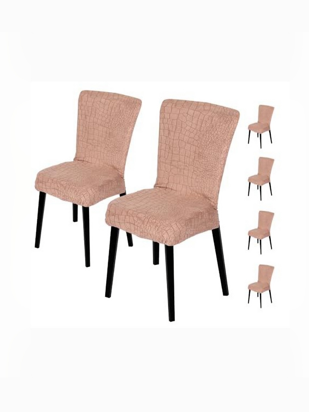 

HOUSE OF QUIRK Coffee Brown 6 Pieces Textured Stretchable Chair Covers