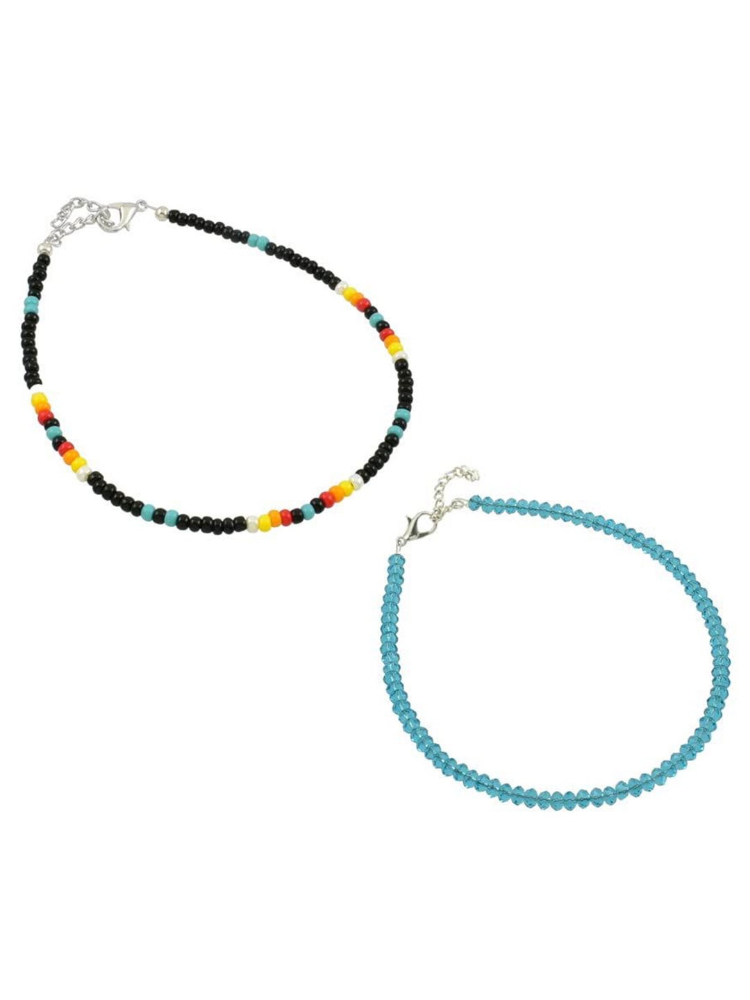 

HIGH TRENDZ Women Set of 2 Anklets, Black