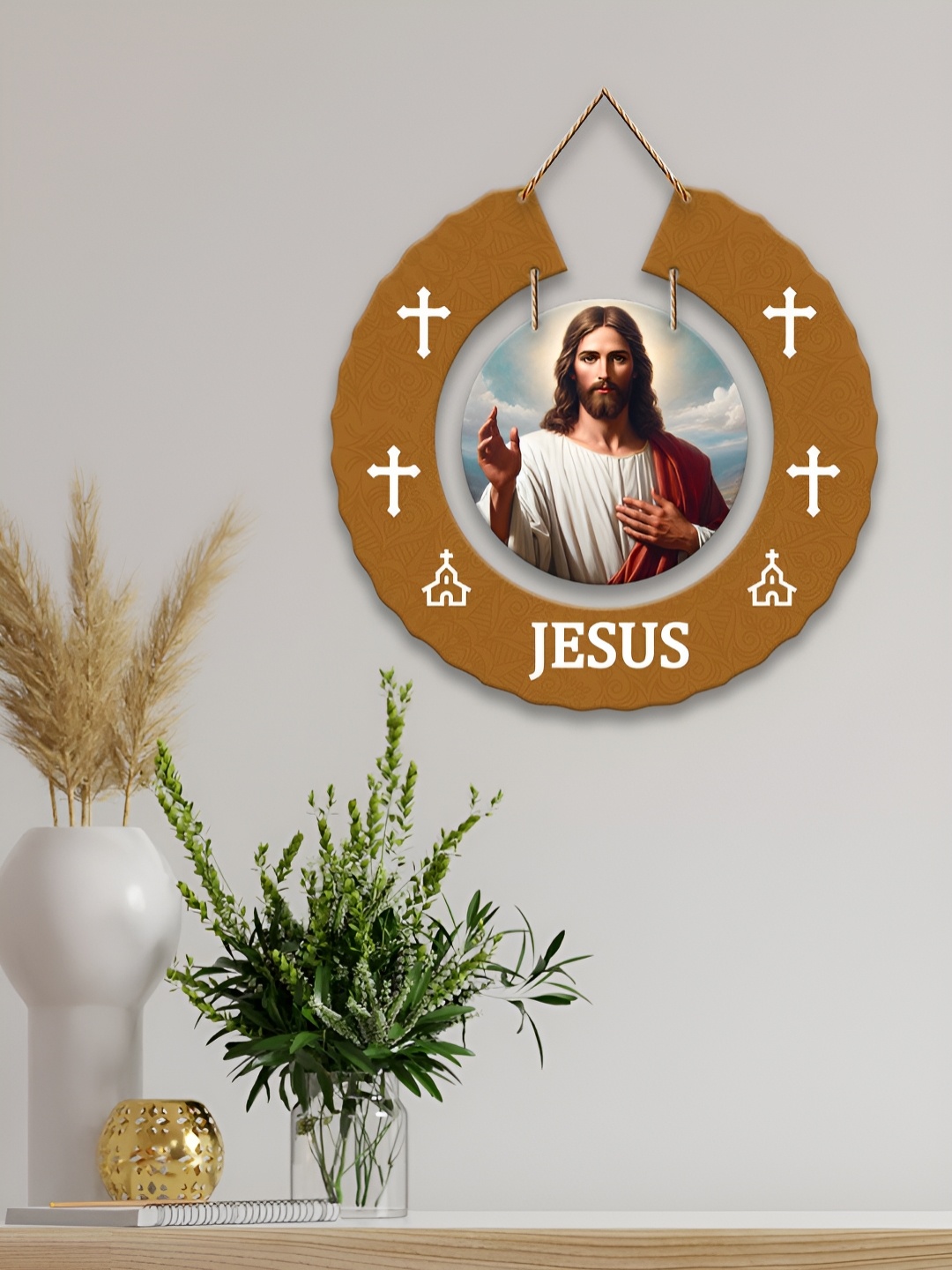 

ArtVibes Brown & White Printed Wooden Wall Hanging