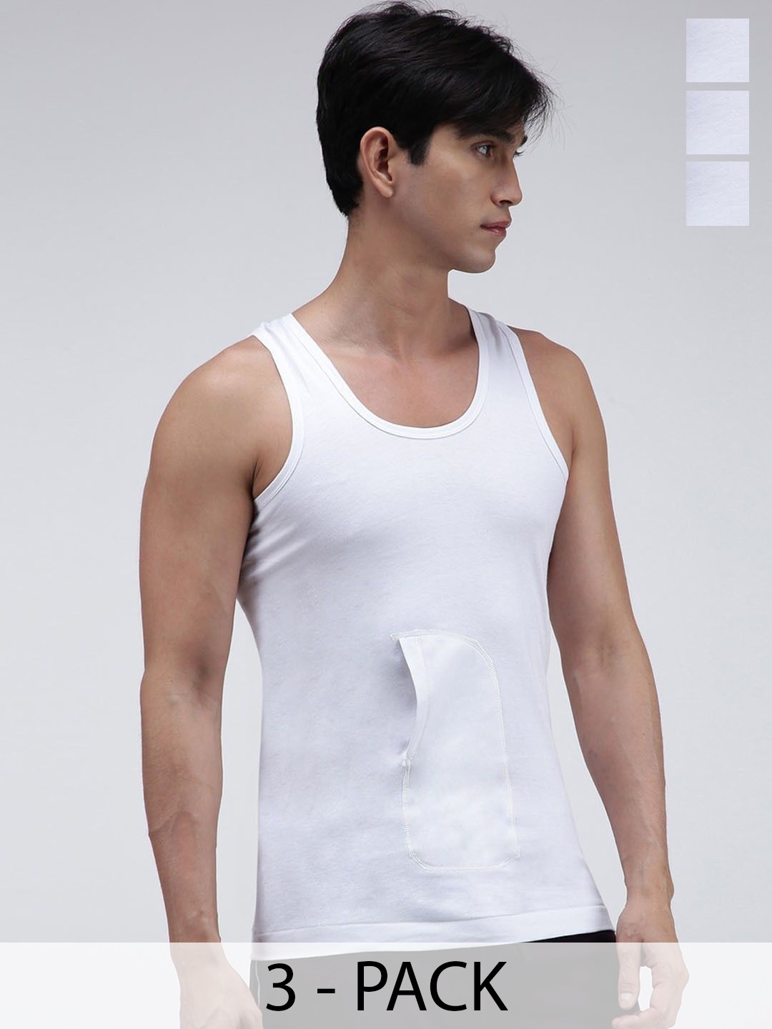 

AMUL COMFY Pack Of 3 Pure Cotton Basic Vests Comfy-Interlock-PKT-White-RN-3-90
