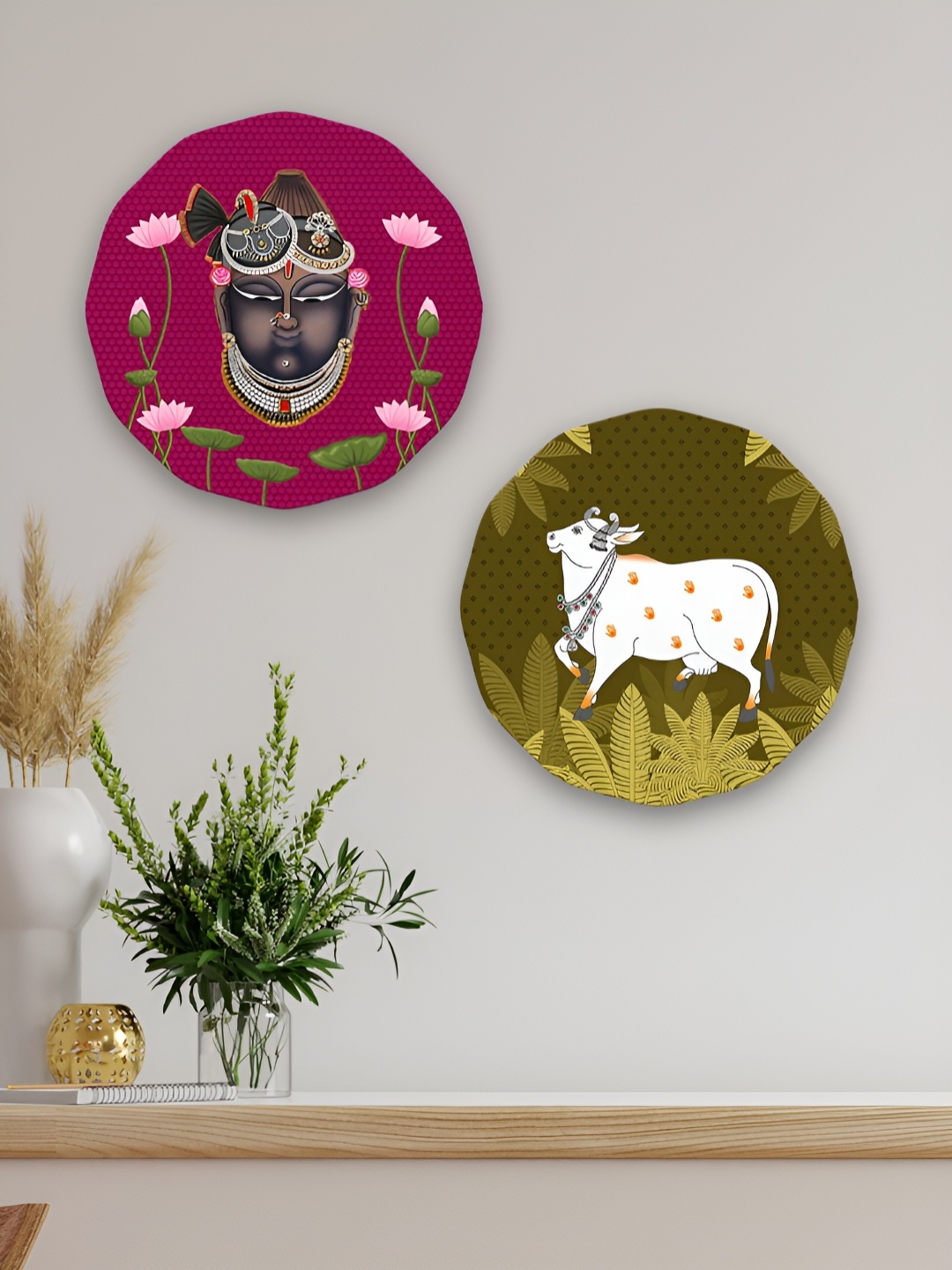 

ArtVibes Purple & Green Printed Wooden Wall Hanging