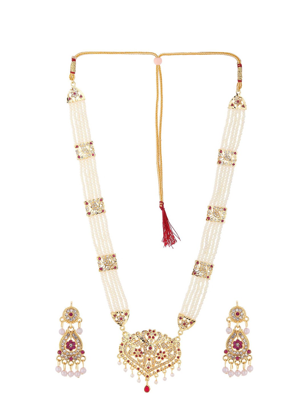 

Rhosyn Gold-Plated Stone Studded & Beaded Jewellery Set, White