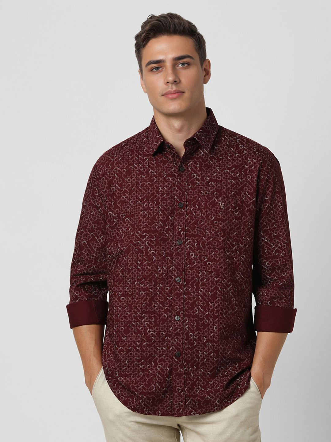 

Van Heusen Sport Men Slim Fit Floral Opaque Printed Casual Shirt, Maroon