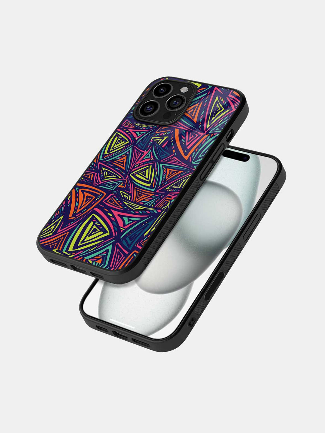 

macmerise Geometric Printed iPhone 16 Pro Max Bumper Case Mobile Accessories, Black