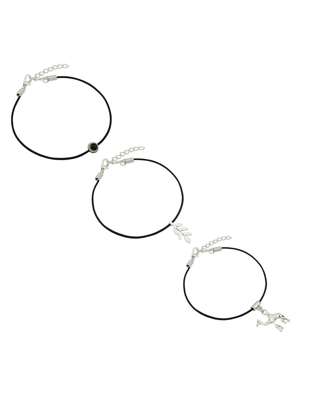 

HIGH TRENDZ Women Set of 2 Anklets, Black