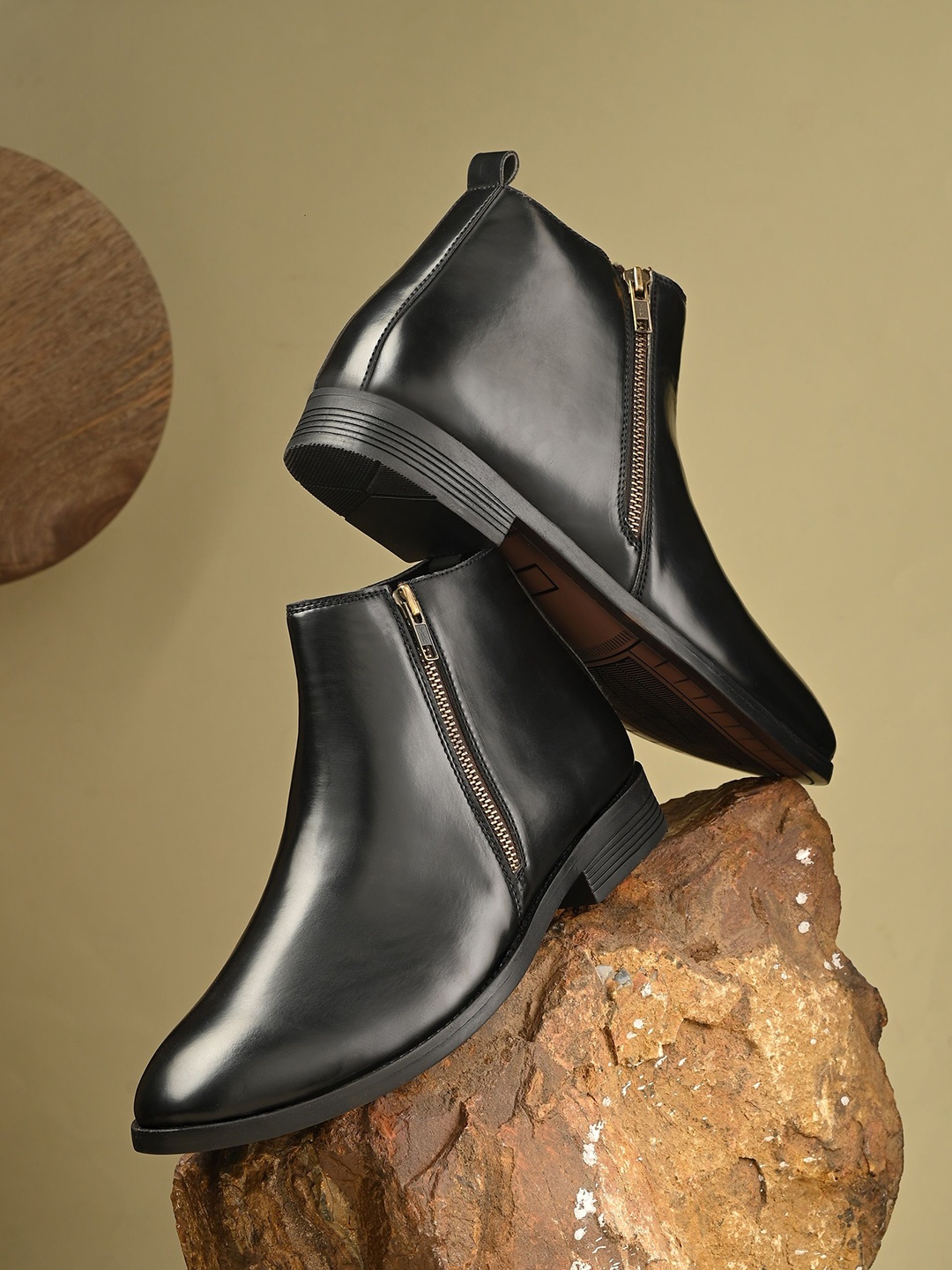 

CARLO ROMANO Men Block-Heeled Ankle Boots, Black