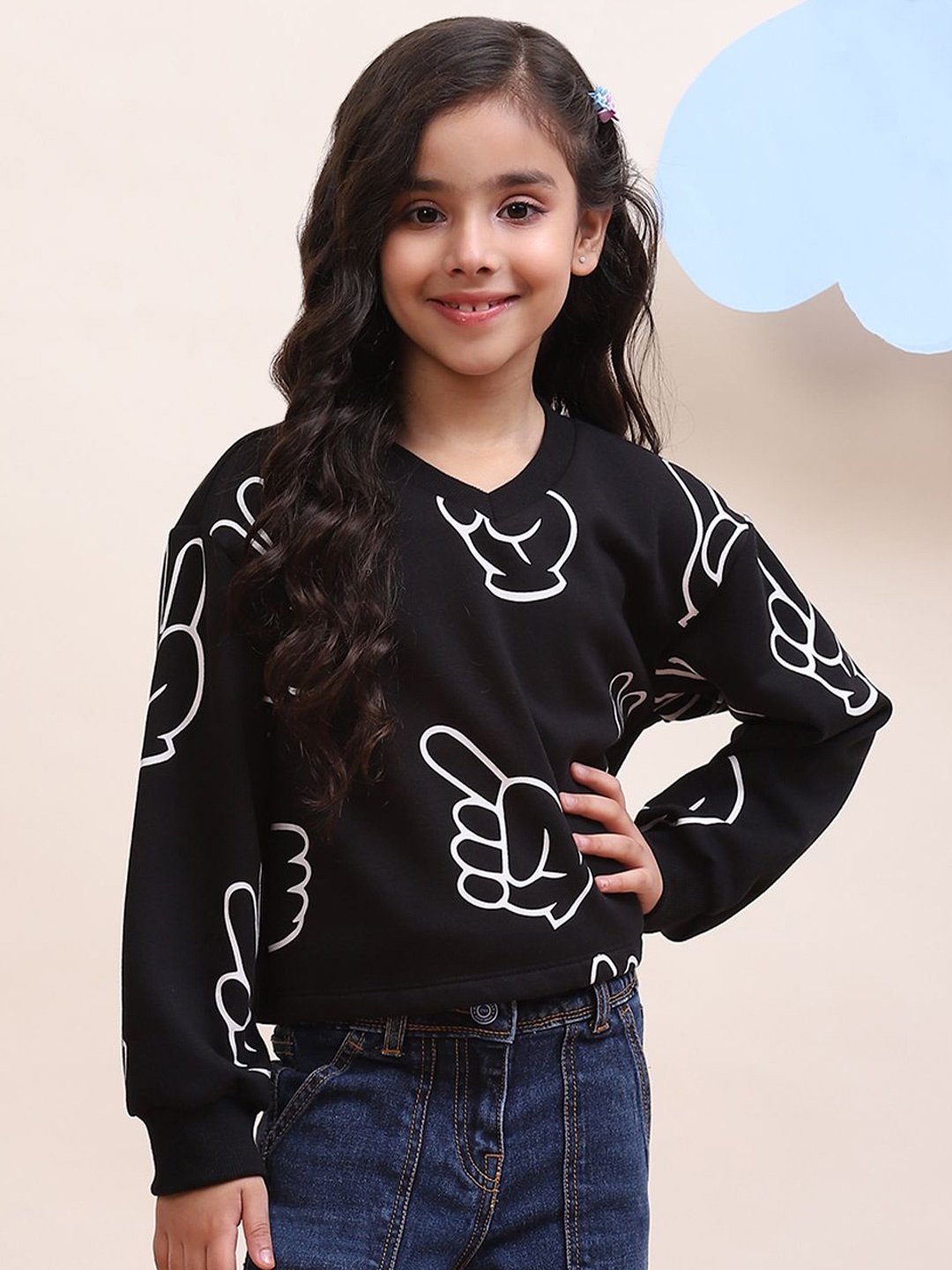 

SPUNKIES Girls Printed Sweatshirt, Black