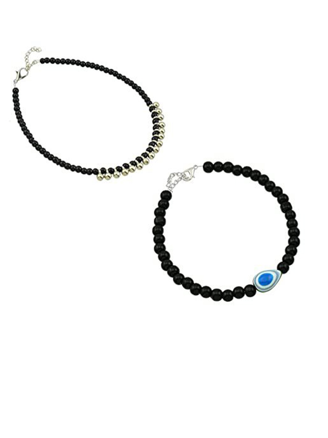 

HIGH TRENDZ Women Set of 2 Anklets, Black
