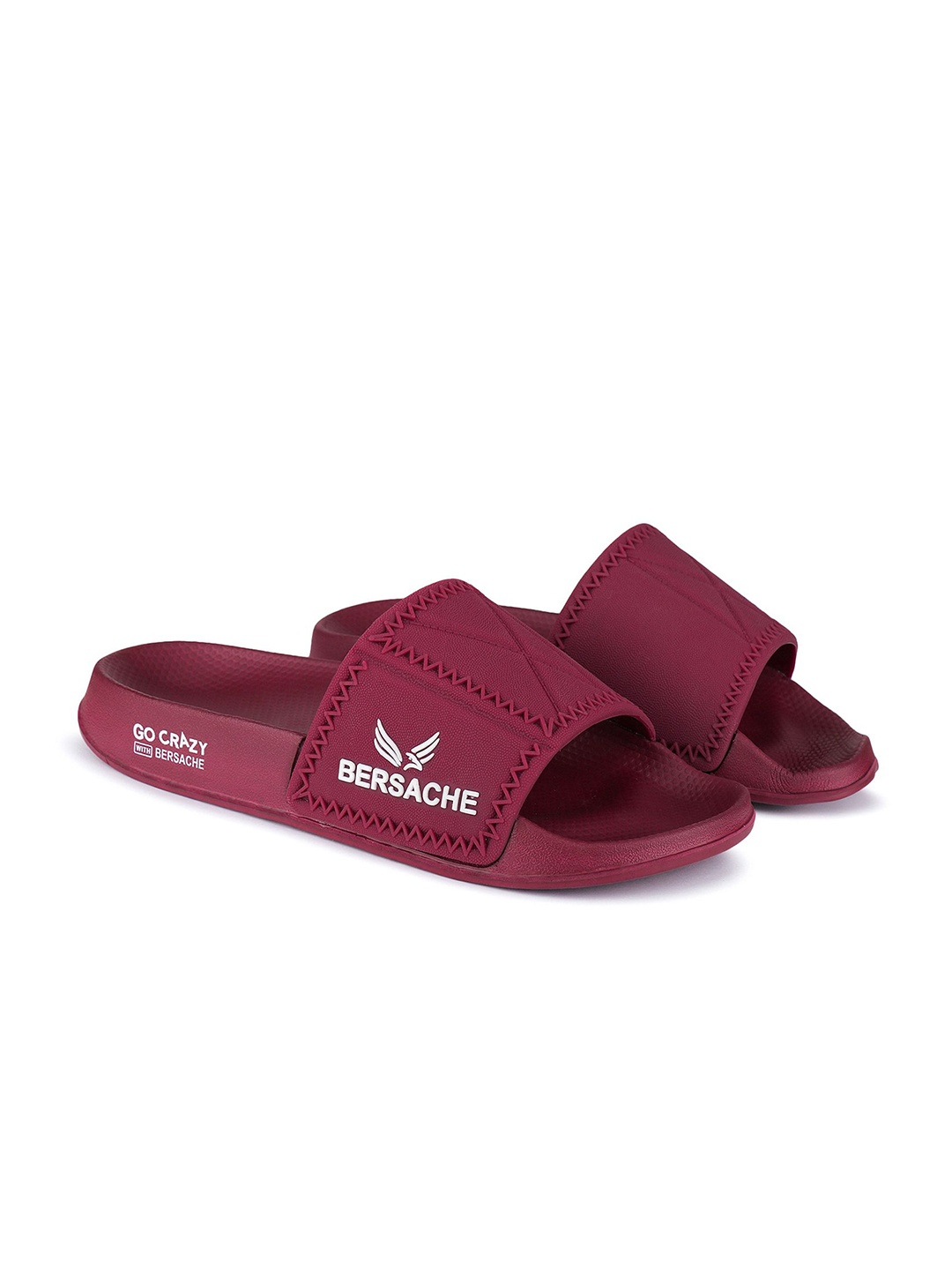 

BERSACHE Men Rubber Sliders, Maroon