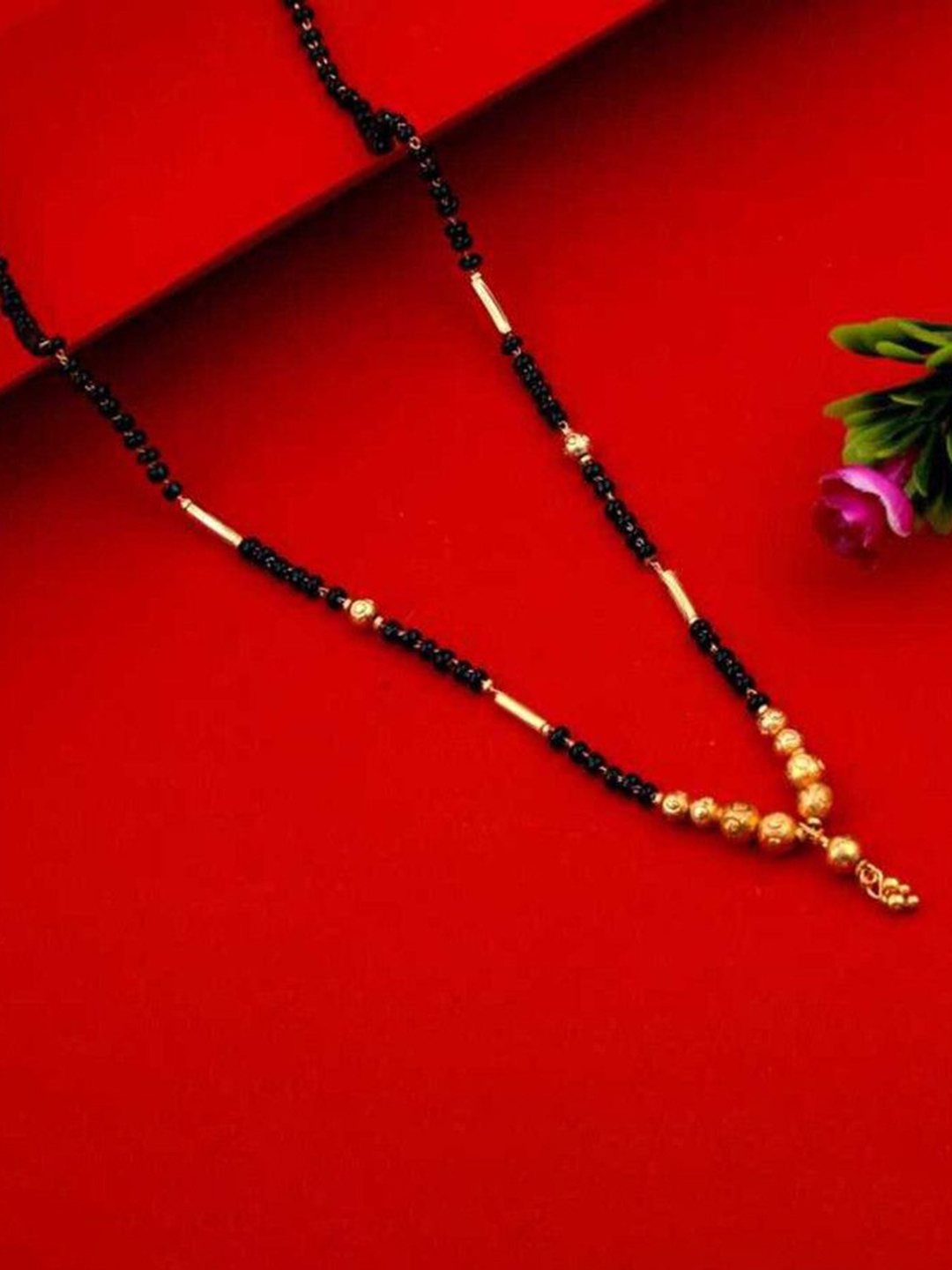 

Wynona Gold-Plated Artificial Stones and Beads Mangalsutra