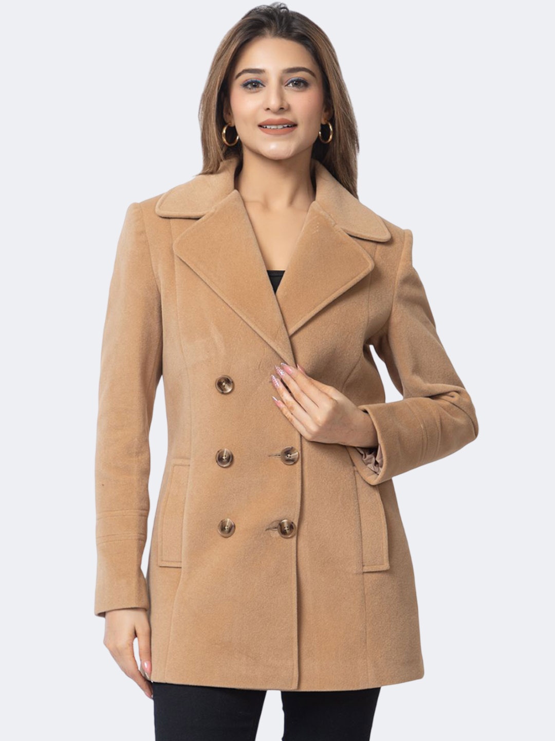 

ELEVEIGHT Single-Breasted Overcoat, Beige
