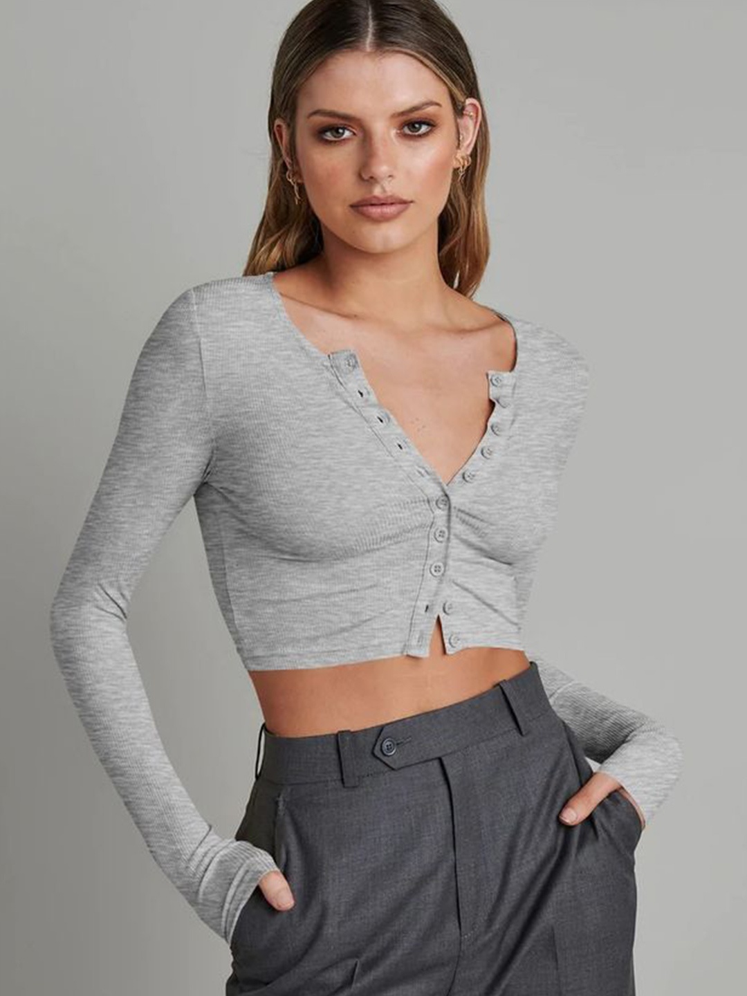 

LULU & SKY Crop Top, Grey