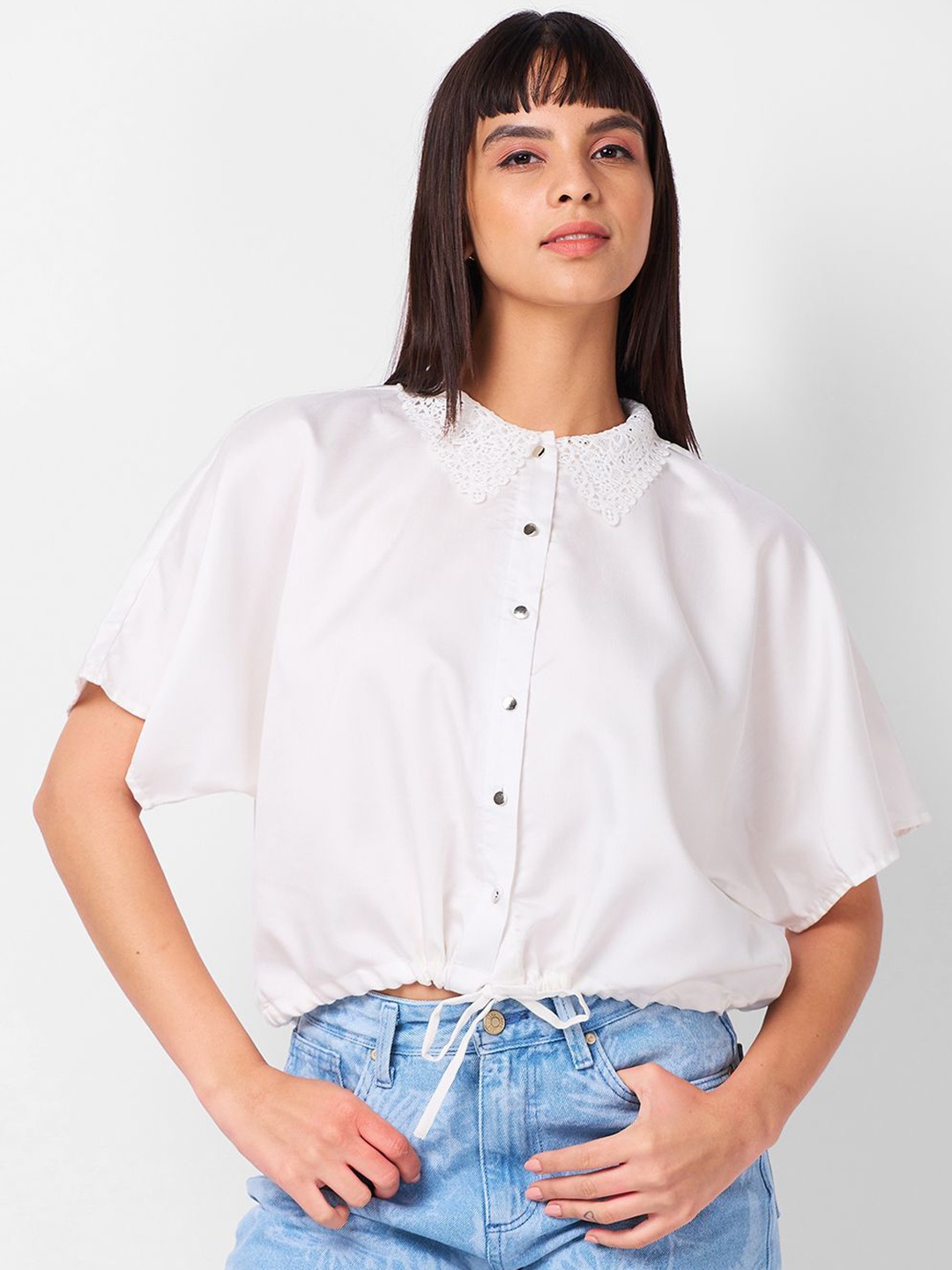 

IZEL Women Opaque Solid Casual Shirt, White