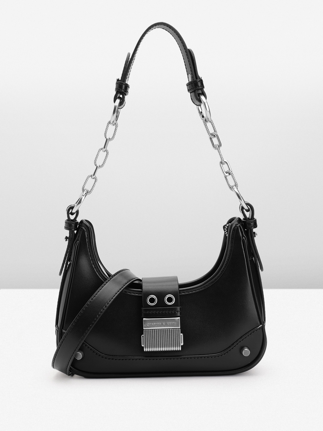 

CHARLES & KEITH Structured Shoulder Bag, Black