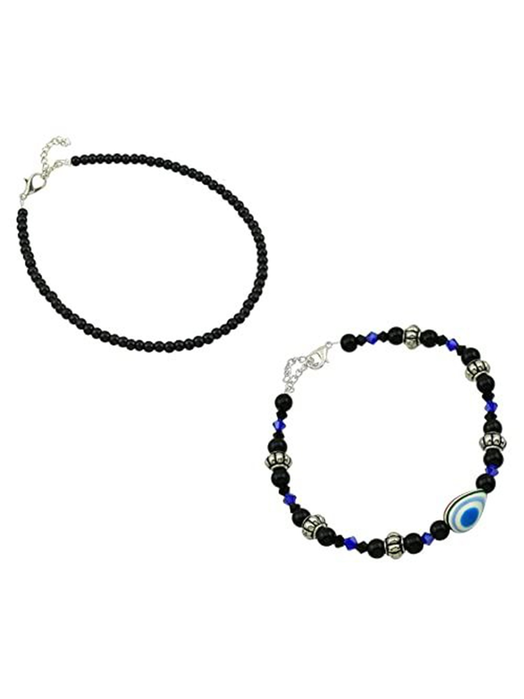 

HIGH TRENDZ Women Set of 2 Anklets, Black