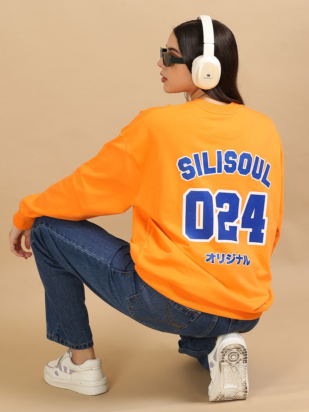 

SILISOUL Women Printed Sweatshirt, Orange