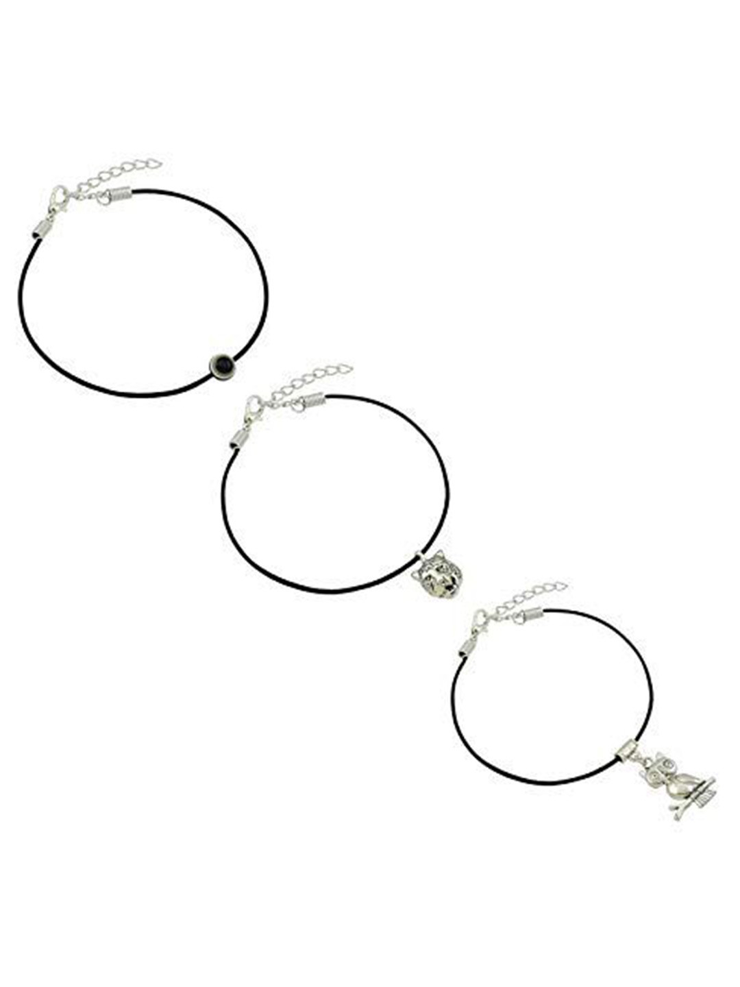 

HIGH TRENDZ Women Set of 3 Anklets, Black