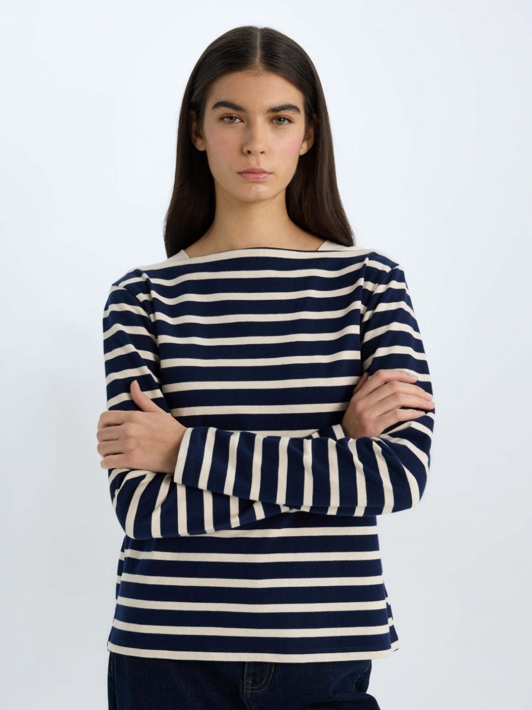 

DeFacto Women Striped Monochrome Pockets T-shirt, Na