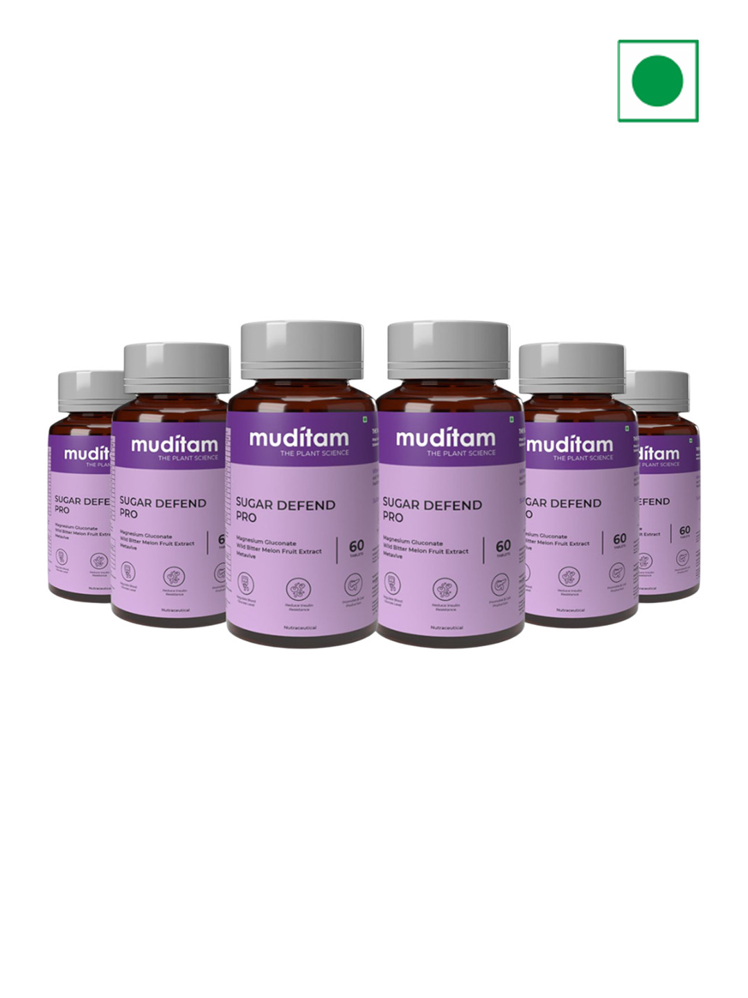 

Muditam Set Of 6 Sugar Defend Pro Manage Weight Sugar - 60 Tablets Each, White