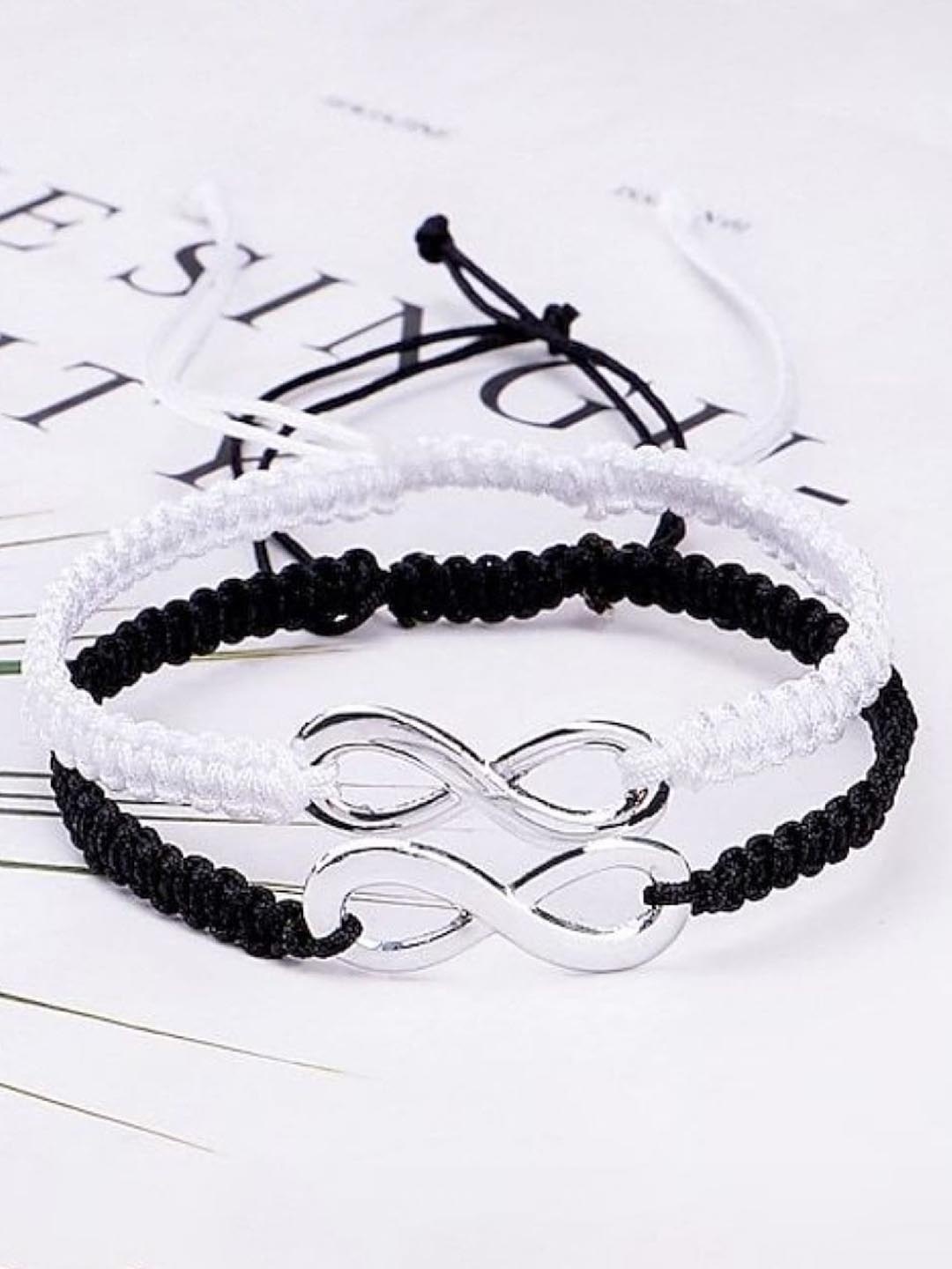 

RUHI COLLECTION Unisex 2 Silver-Plated Charm Bracelet, Black