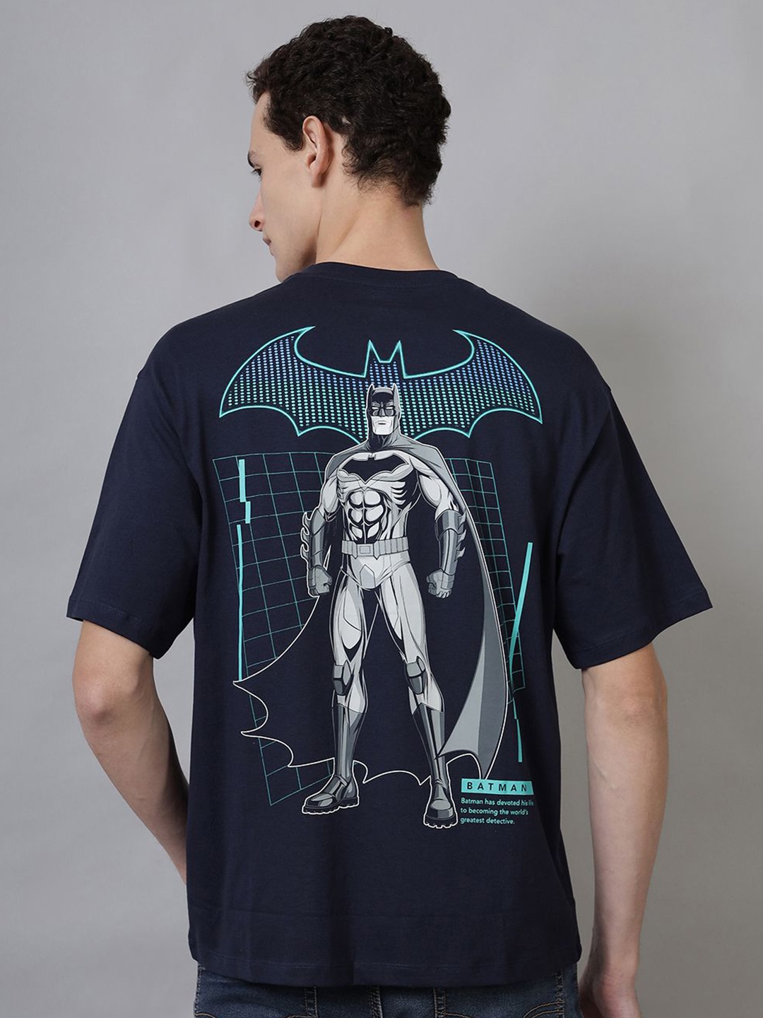

Free Authority Batman Printed Pure Cotton Oversized Tshirt, Navy blue