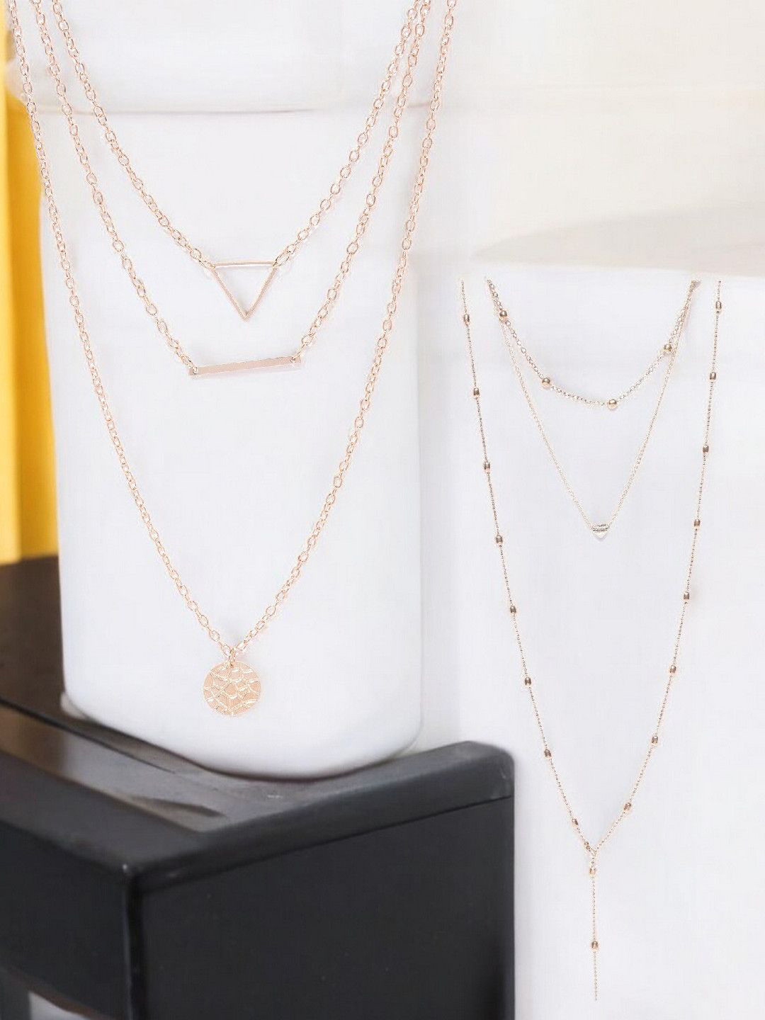 

DressBerry Set Of 2 Gold-Plated Multi Layered Necklace