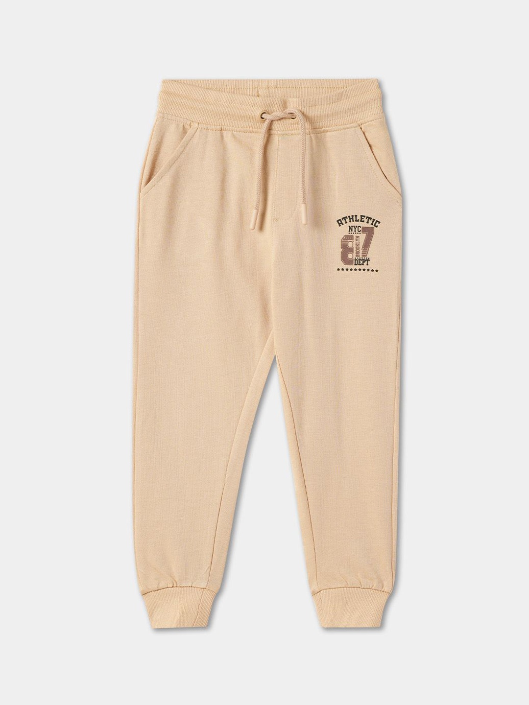 

R&B Boys Cotton Mid Rise Joggers, Beige