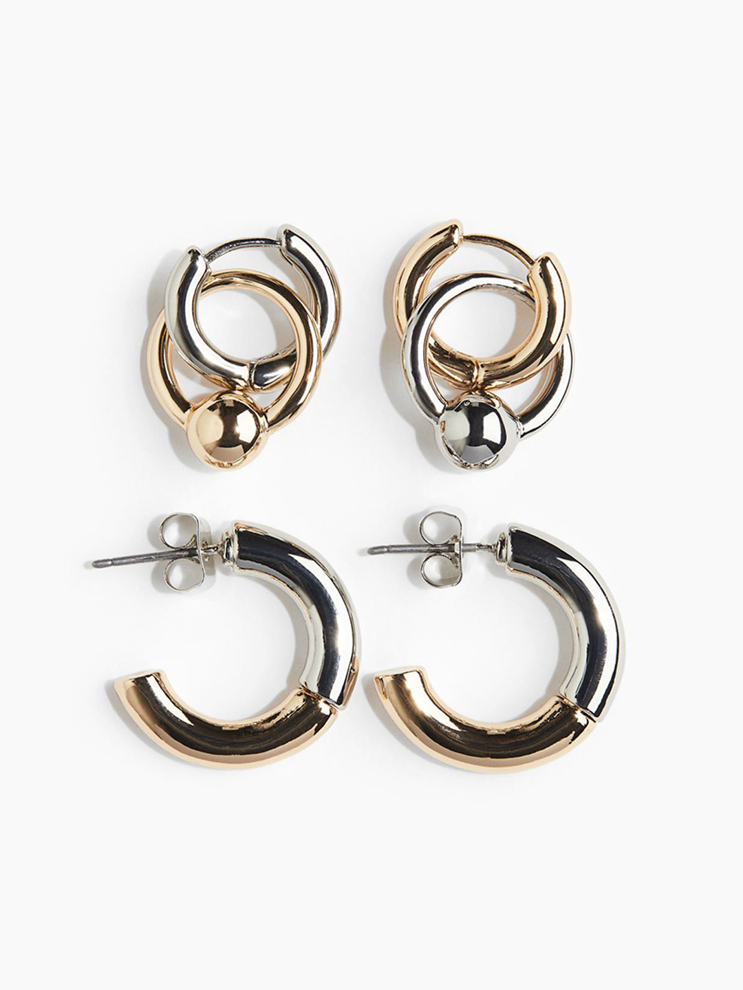 

H&M Men 2 Pairs Earrings, Silver