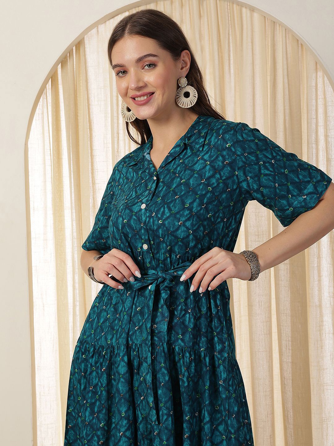 

Anouk Floral Print Fit & Flare Dress, Teal