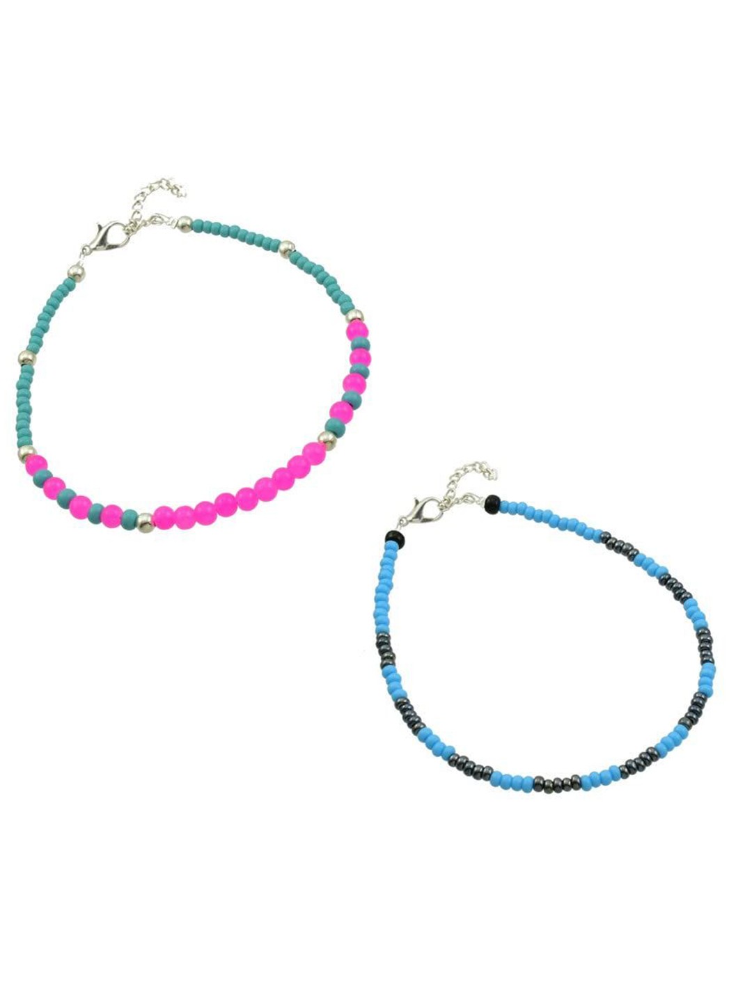 

HIGH TRENDZ Women Set of 2 Anklets, Black