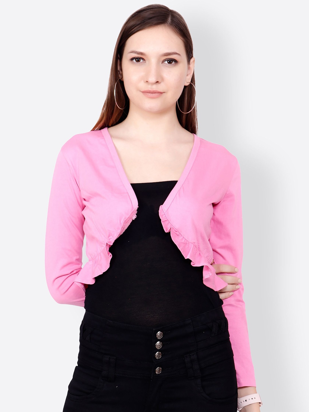 

SCORPIUS Women Crop Shrug, Pink