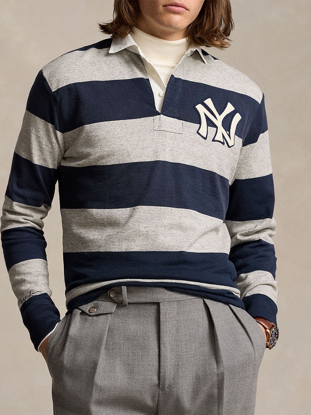 

Polo Ralph Lauren Men Striped Cotton T-Shirt, Navy blue