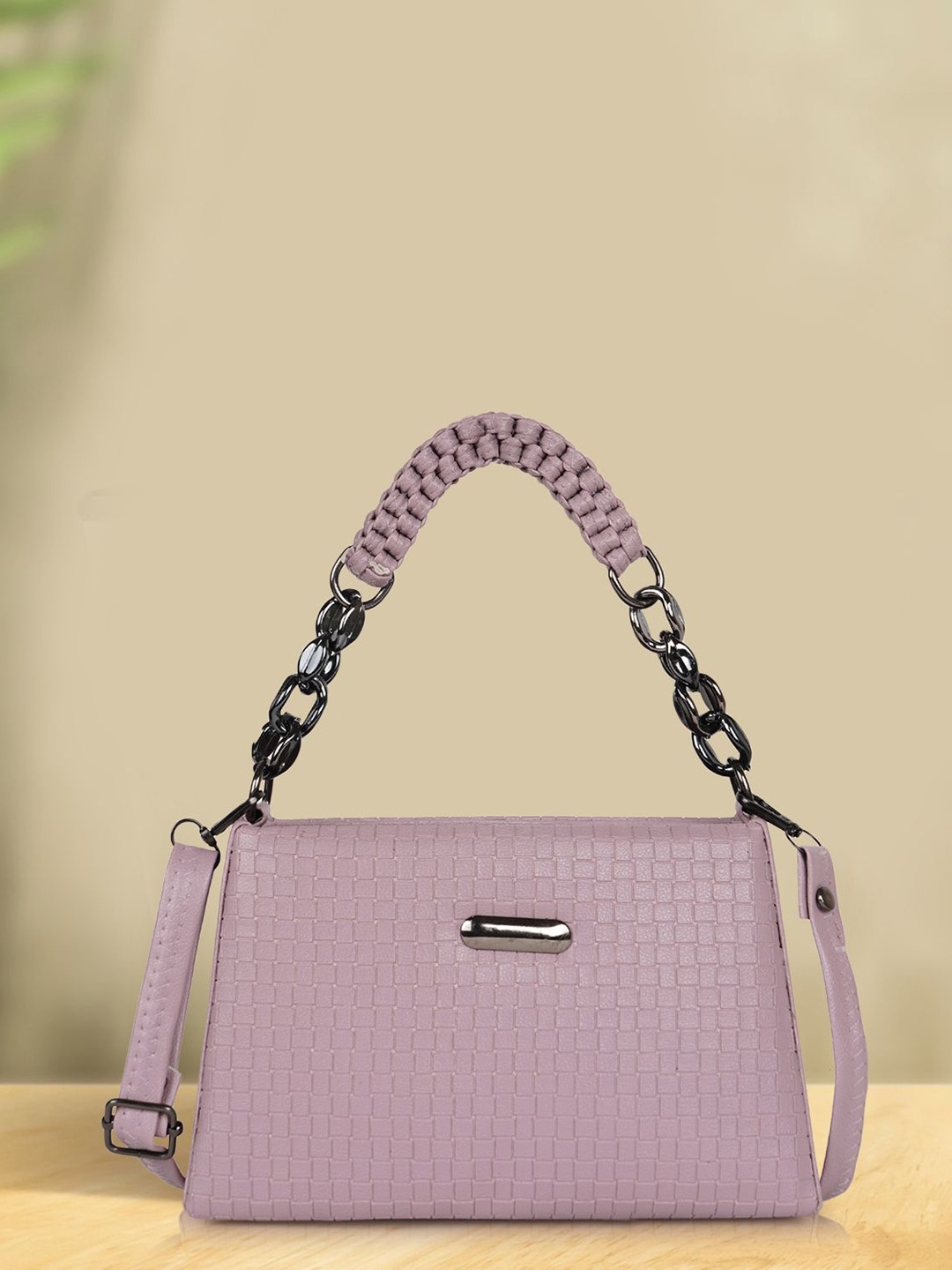 

SPOTIC Solid Structured Zip Detail Sling Bag, Lavender