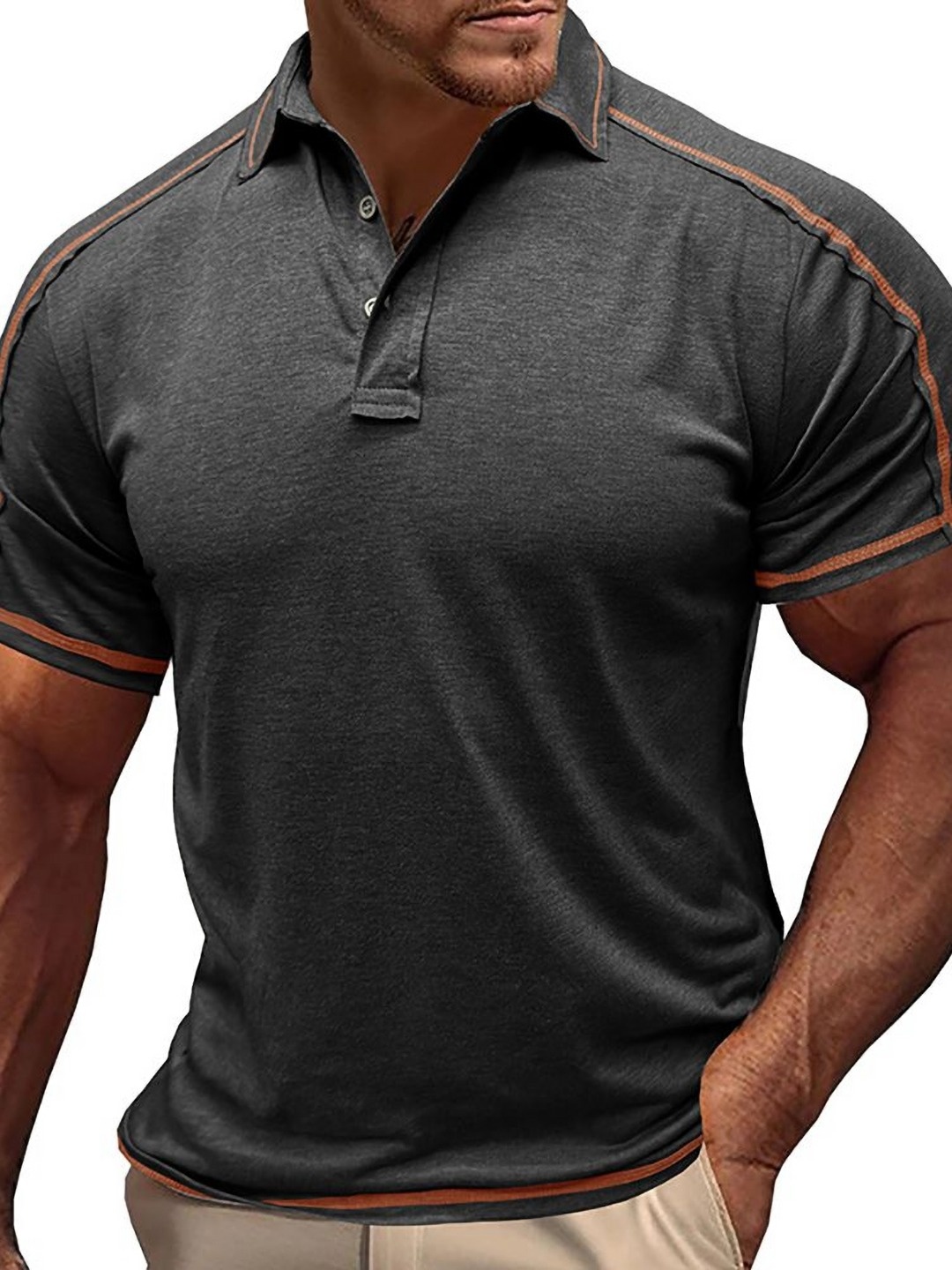 

StyleCast x Revolte Men Polo Collar T-shirt, Grey