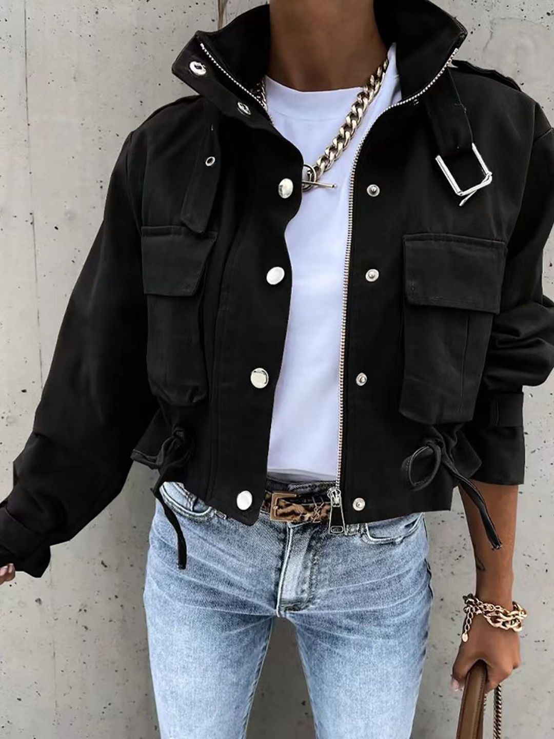 

StyleCast x Revolte Women Lightweight Bomber Jacket, Black