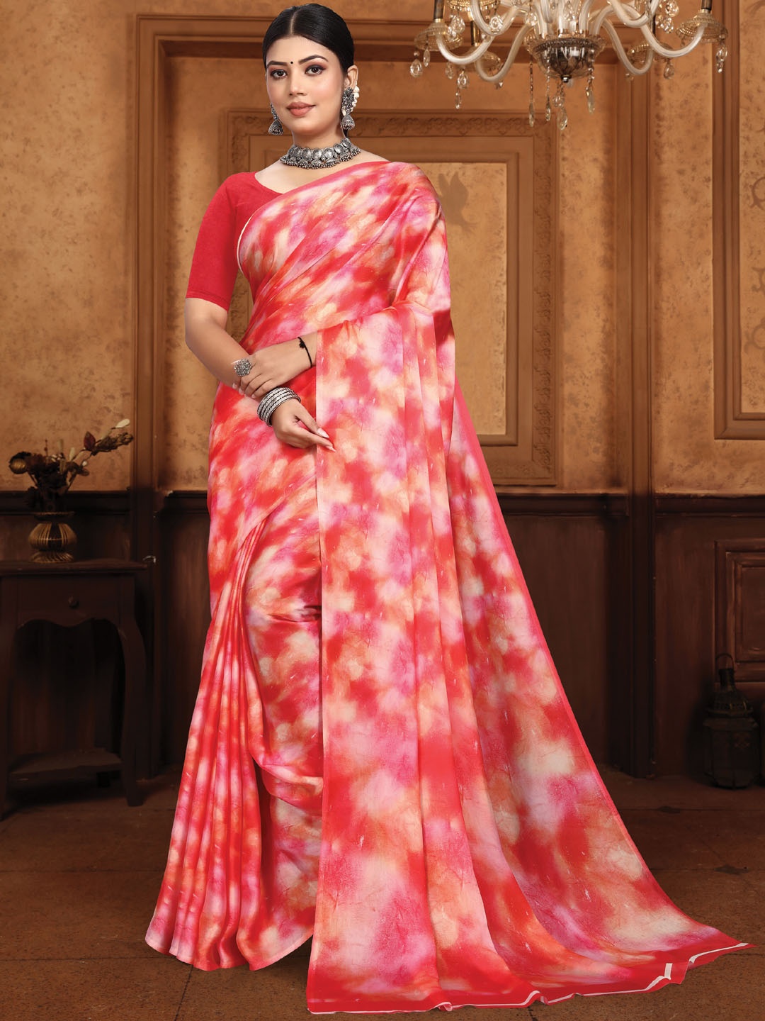 

Panzora Satin Saree, Red