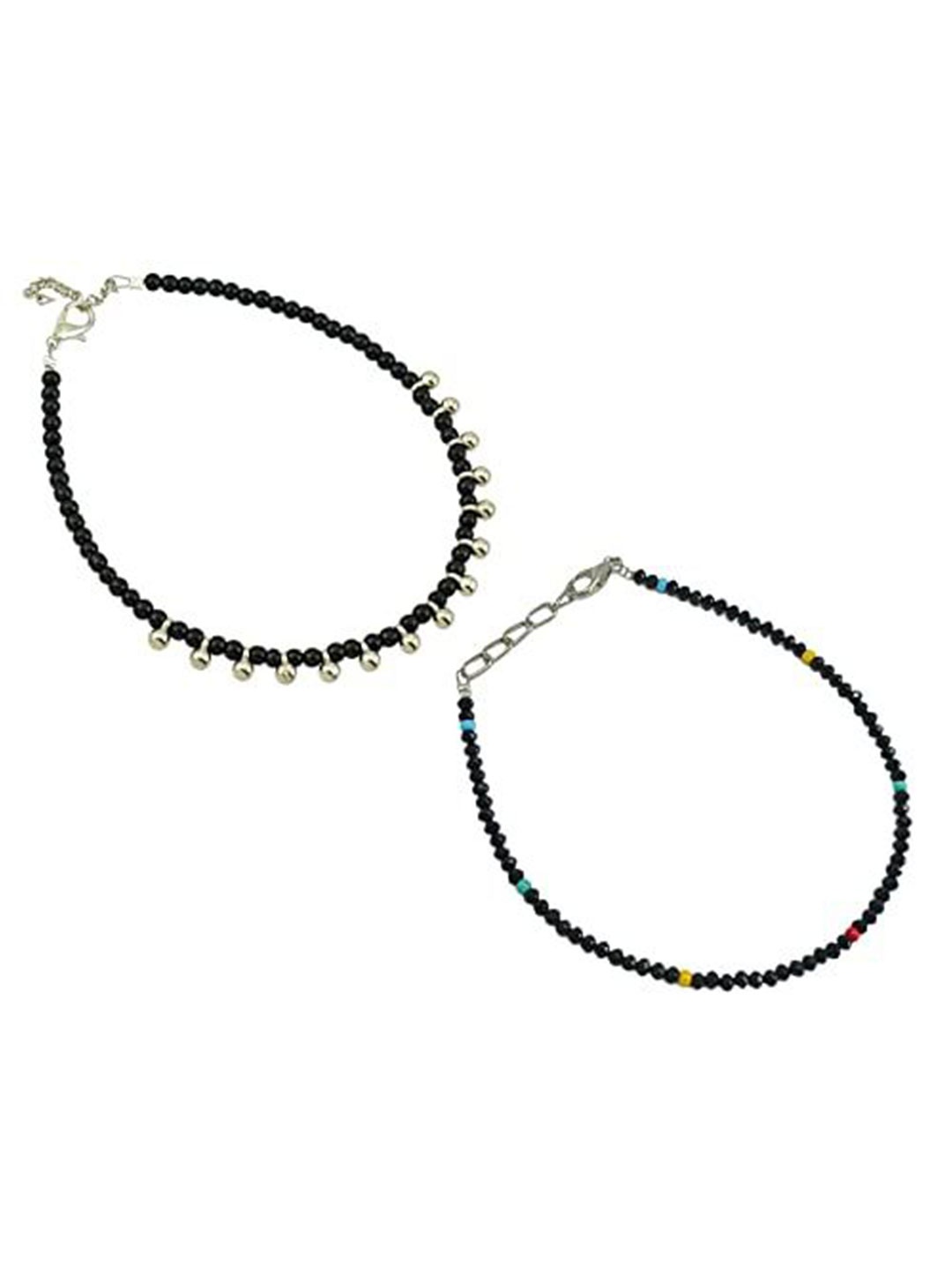 

HIGH TRENDZ Women Set of 2 Anklets, Black
